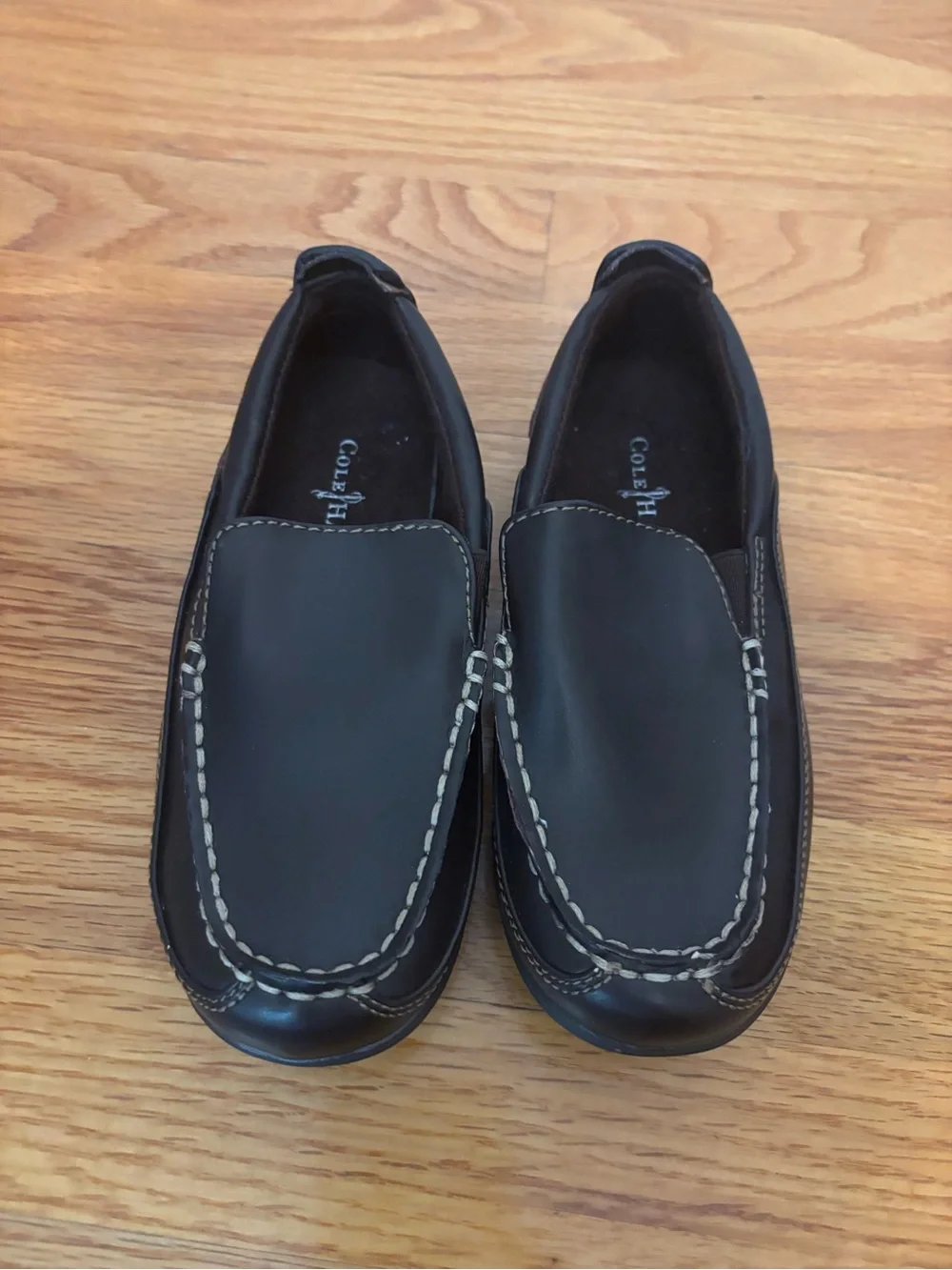 Cole Haan Kids Dark Brown Leather Slip-On Loafers